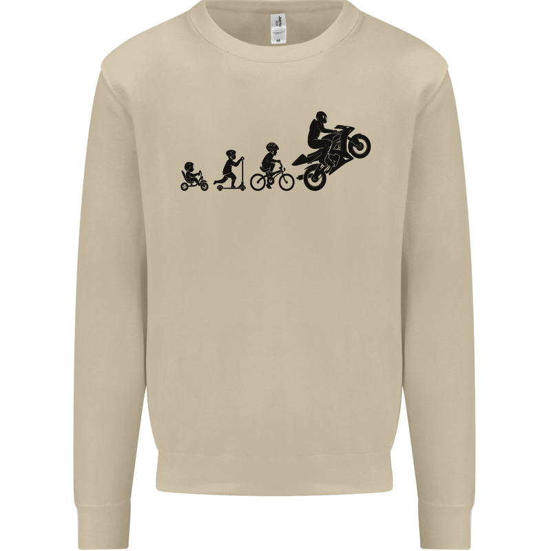 Motorbike Evolution Funny Biker Motorcycle Mens Sweatshirt Jumper Sand
