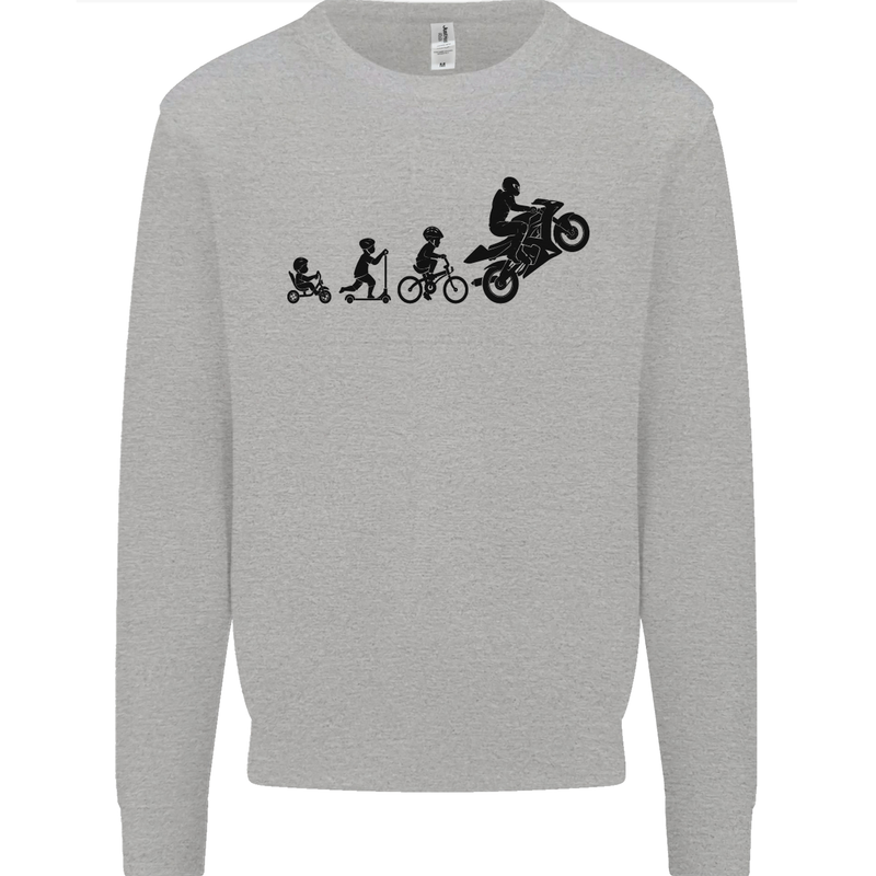 Motorbike Evolution Funny Biker Motorcycle Mens Sweatshirt Jumper Sports Grey