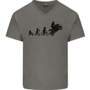 Motorbike Evolution Funny Biker Motorcycle Mens V-Neck Cotton T-Shirt Charcoal