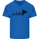 Motorbike Evolution Funny Biker Motorcycle Mens V-Neck Cotton T-Shirt Royal Blue