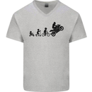 Motorbike Evolution Funny Biker Motorcycle Mens V-Neck Cotton T-Shirt Sports Grey