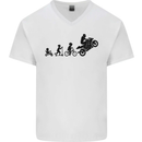 Motorbike Evolution Funny Biker Motorcycle Mens V-Neck Cotton T-Shirt White