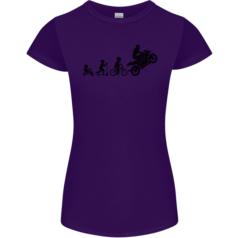 Motorbike Evolution Funny Biker Motorcycle Womens Petite Cut T-Shirt Purple