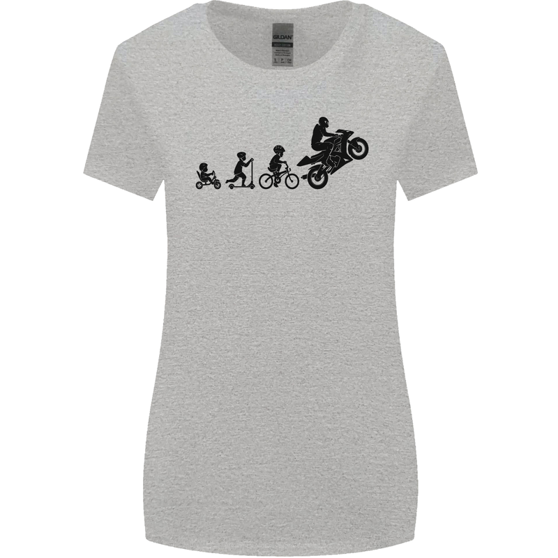 Motorbike Evolution Funny Biker Motorcycle Womens Wider Cut T-Shirt Sports Grey