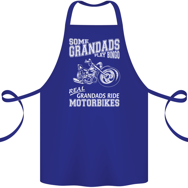 Motorbike Grandads Bingo Biker Motorcycle Cotton Apron 100% Organic Royal Blue