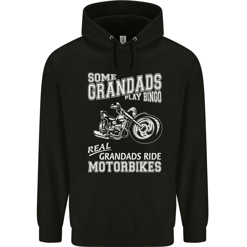 Motorbike Grandads Bingo Biker Motorcycle Mens 80% Cotton Hoodie Black