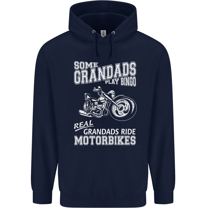 Motorbike Grandads Bingo Biker Motorcycle Mens 80% Cotton Hoodie Navy Blue