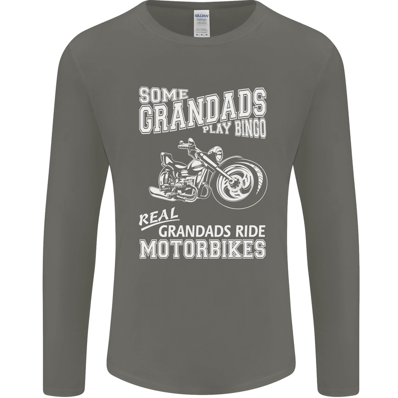 Motorbike Grandads Bingo Biker Motorcycle Mens Long Sleeve T-Shirt Charcoal