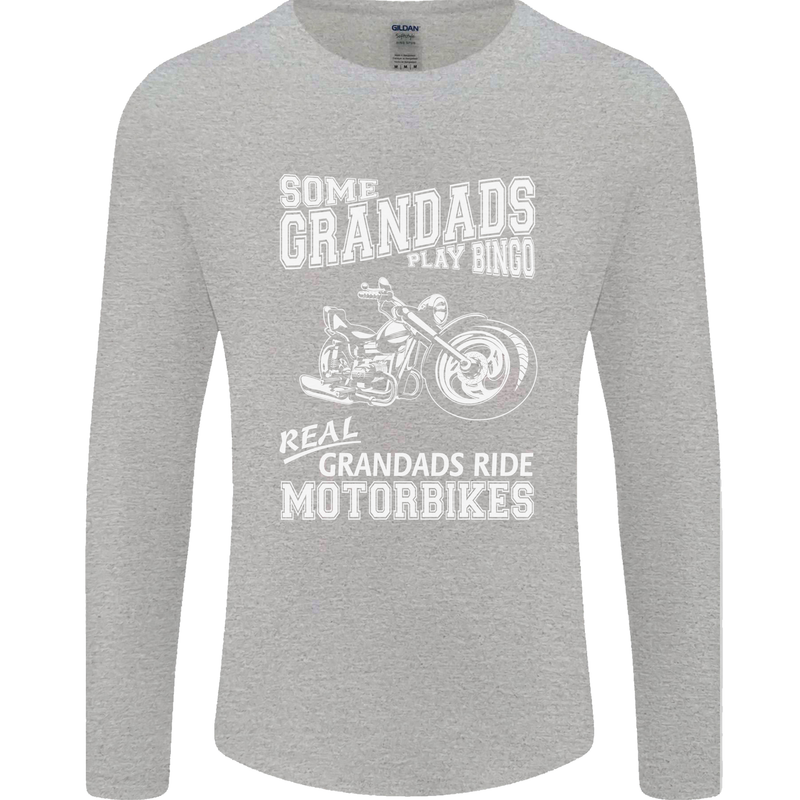 Motorbike Grandads Bingo Biker Motorcycle Mens Long Sleeve T-Shirt Sports Grey