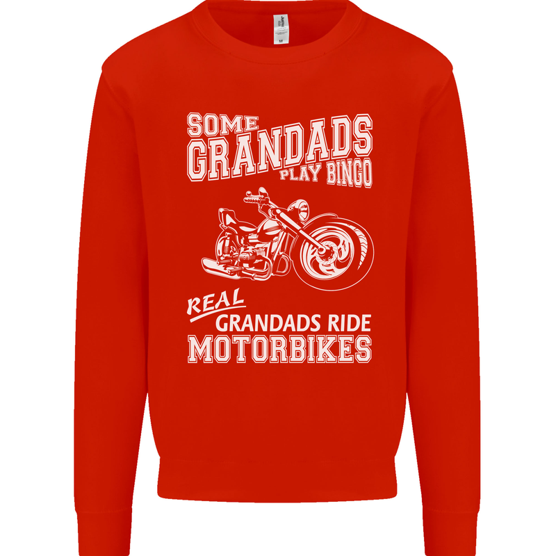 Motorbike Grandads Bingo Biker Motorcycle Mens Sweatshirt Jumper Bright Red