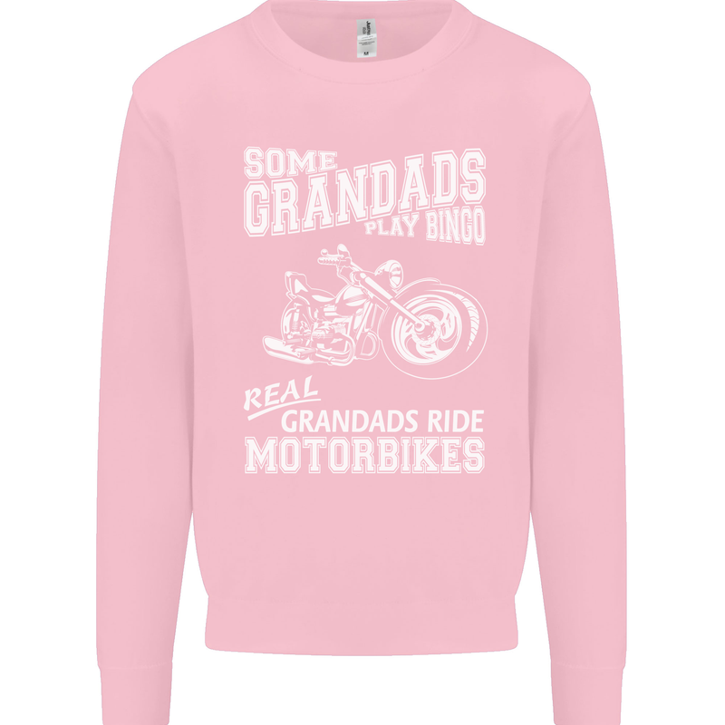 Motorbike Grandads Bingo Biker Motorcycle Mens Sweatshirt Jumper Light Pink