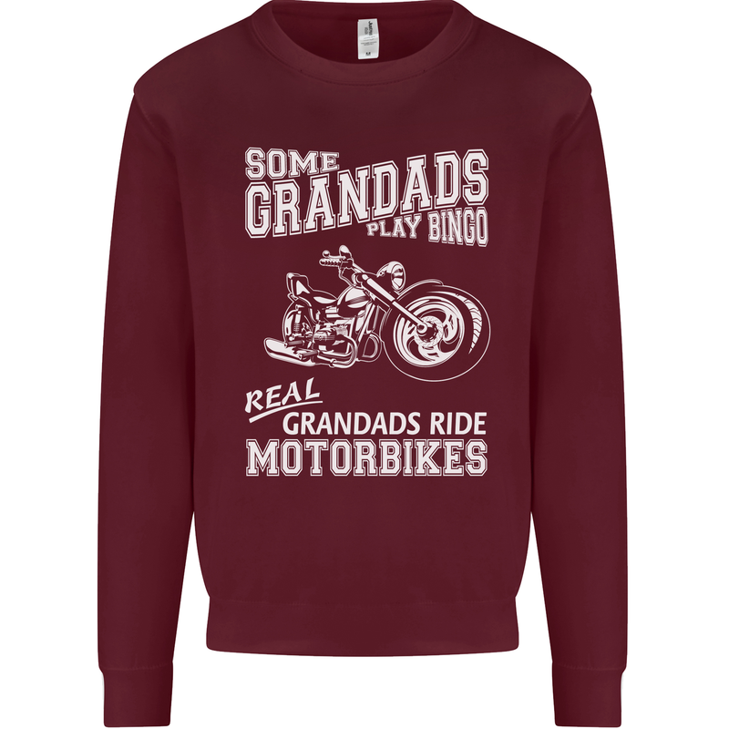 Motorbike Grandads Bingo Biker Motorcycle Mens Sweatshirt Jumper Maroon
