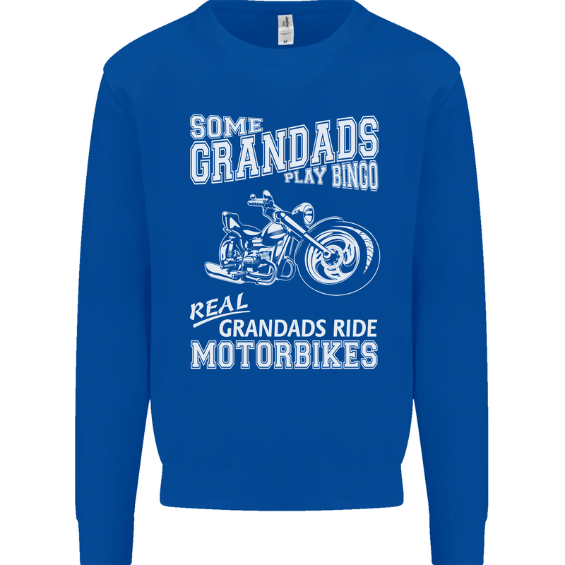 Motorbike Grandads Bingo Biker Motorcycle Mens Sweatshirt Jumper Royal Blue