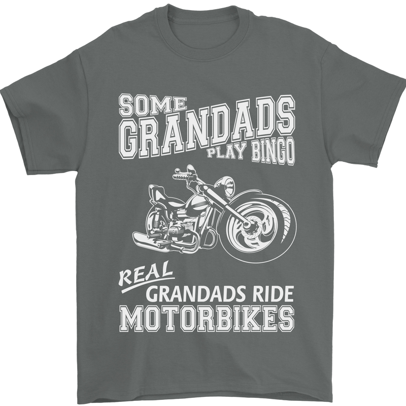Motorbike Grandads Bingo Biker Motorcycle Mens T-Shirt Cotton Gildan Charcoal
