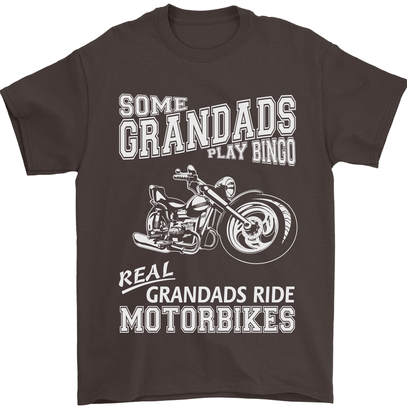 Motorbike Grandads Bingo Biker Motorcycle Mens T-Shirt Cotton Gildan Dark Chocolate