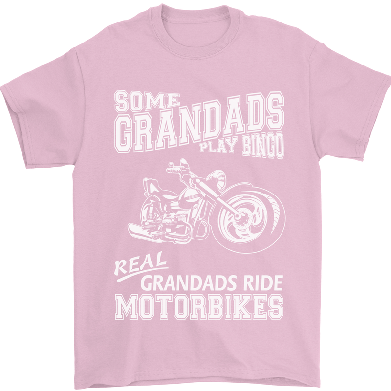 Motorbike Grandads Bingo Biker Motorcycle Mens T-Shirt Cotton Gildan Light Pink
