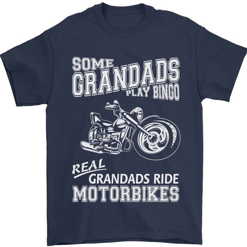 Motorbike Grandads Bingo Biker Motorcycle Mens T-Shirt Cotton Gildan Navy Blue