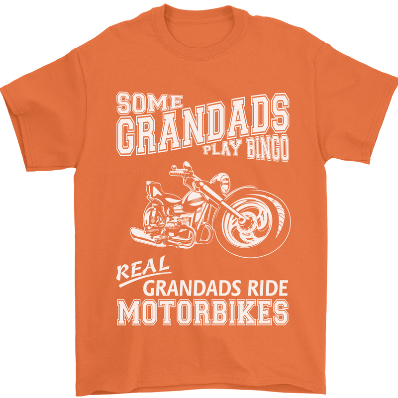 Motorbike Grandads Bingo Biker Motorcycle Mens T-Shirt Cotton Gildan Orange