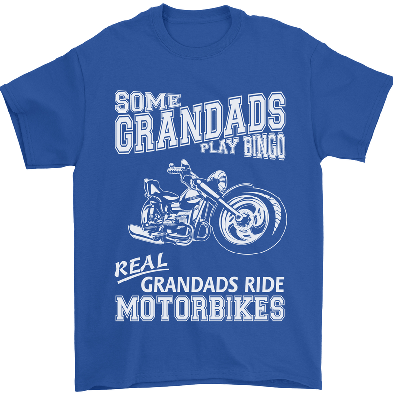 Motorbike Grandads Bingo Biker Motorcycle Mens T-Shirt Cotton Gildan Royal Blue