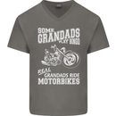 Motorbike Grandads Bingo Biker Motorcycle Mens V-Neck Cotton T-Shirt Charcoal