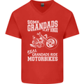 Motorbike Grandads Bingo Biker Motorcycle Mens V-Neck Cotton T-Shirt Red