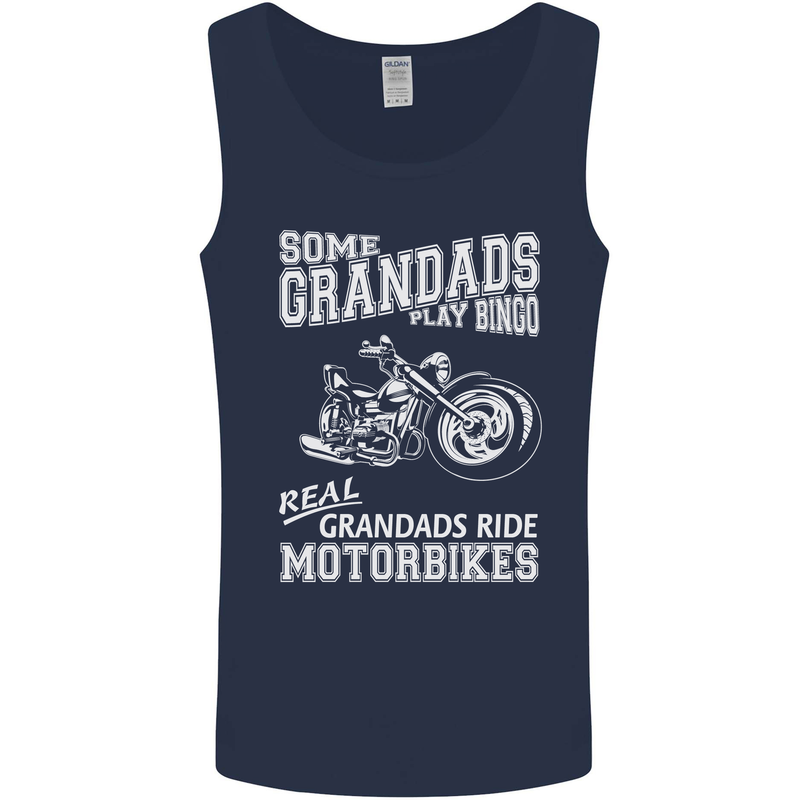 Motorbike Grandads Bingo Biker Motorcycle Mens Vest Tank Top Navy Blue