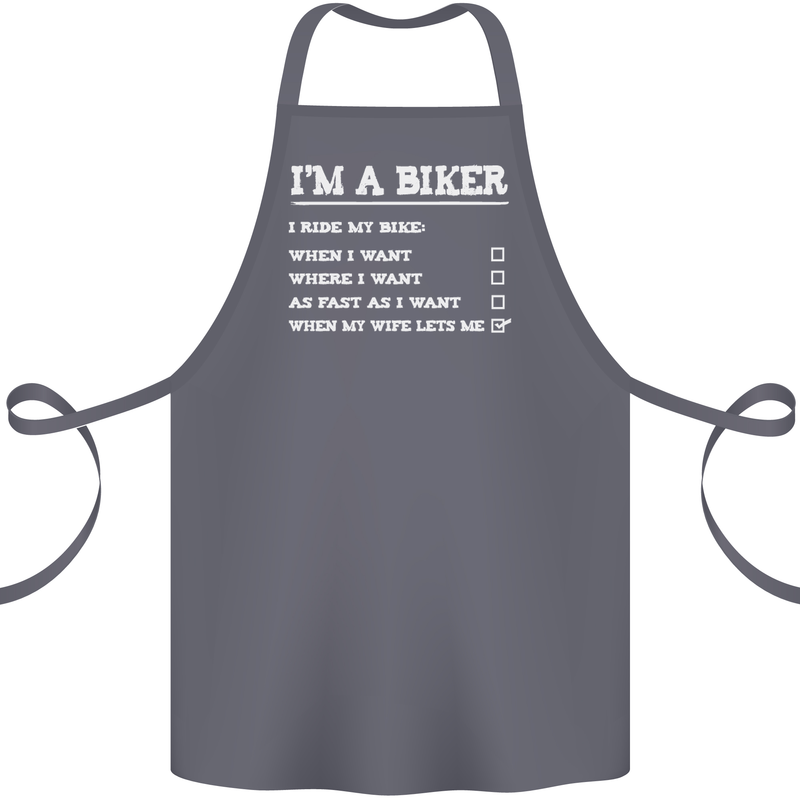 Motorbike I'm a Biker When My Wife Funny Cotton Apron 100% Organic Steel
