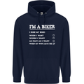 Motorbike I'm a Biker When My Wife Funny Mens 80% Cotton Hoodie Navy Blue