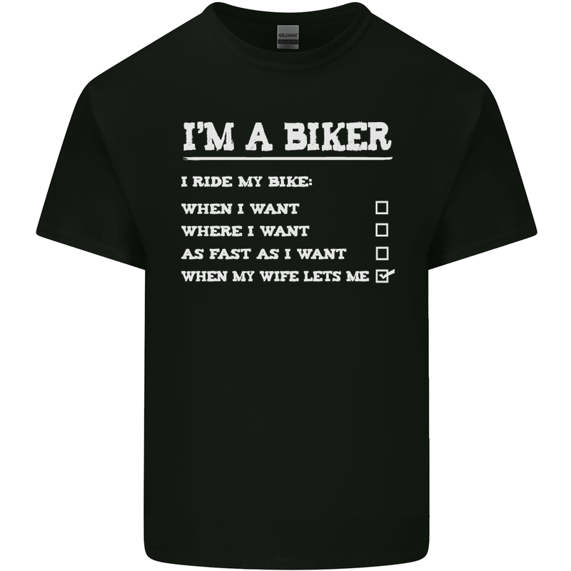 Motorbike I'm a Biker When My Wife Funny Mens Cotton T-Shirt Tee Top Black