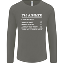 Motorbike I'm a Biker When My Wife Funny Mens Long Sleeve T-Shirt Charcoal