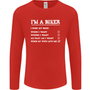 Motorbike I'm a Biker When My Wife Funny Mens Long Sleeve T-Shirt Red