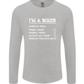 Motorbike I'm a Biker When My Wife Funny Mens Long Sleeve T-Shirt Sports Grey