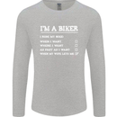 Motorbike I'm a Biker When My Wife Funny Mens Long Sleeve T-Shirt Sports Grey