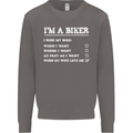 Motorbike I'm a Biker When My Wife Funny Mens Sweatshirt Jumper Charcoal