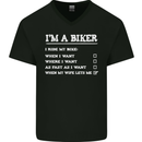 Motorbike I'm a Biker When My Wife Funny Mens V-Neck Cotton T-Shirt Black