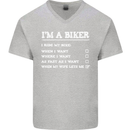 Motorbike I'm a Biker When My Wife Funny Mens V-Neck Cotton T-Shirt White