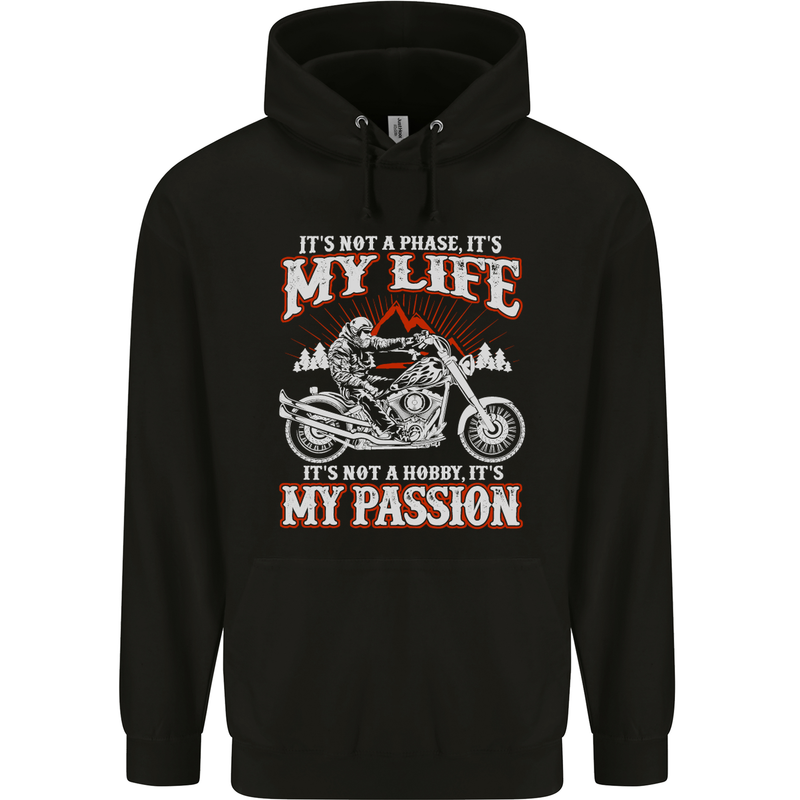 Motorbike It's My Passion Biker Motorcycle Childrens Kids Hoodie Black