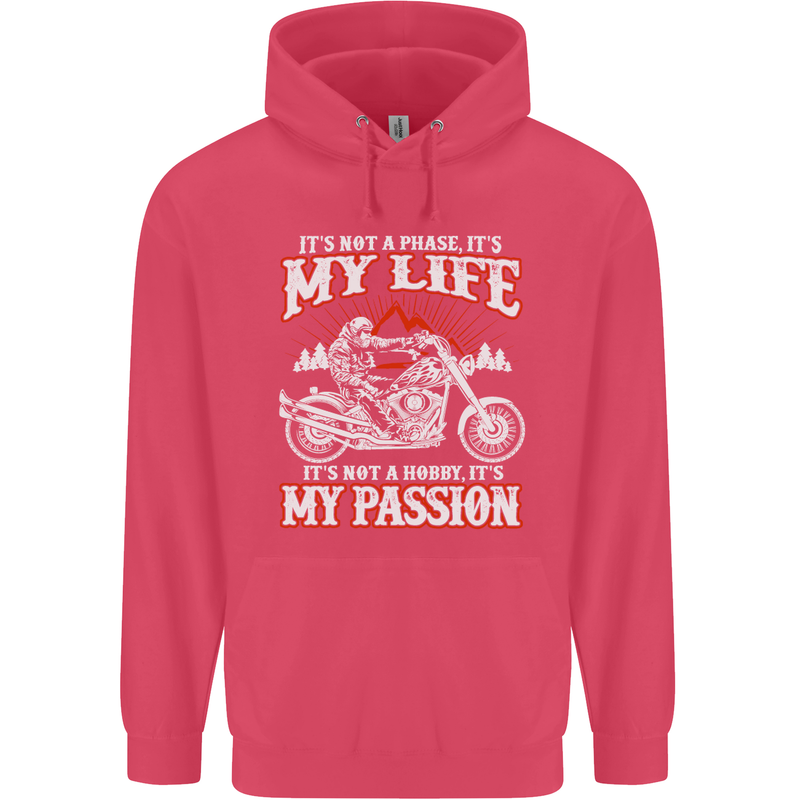 Motorbike It's My Passion Biker Motorcycle Childrens Kids Hoodie Heliconia