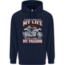 Motorbike It's My Passion Biker Motorcycle Childrens Kids Hoodie Navy Blue