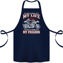 Motorbike It's My Passion Biker Motorcycle Cotton Apron 100% Organic Navy Blue