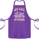 Motorbike It's My Passion Biker Motorcycle Cotton Apron 100% Organic Purple