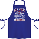 Motorbike It's My Passion Biker Motorcycle Cotton Apron 100% Organic Royal Blue
