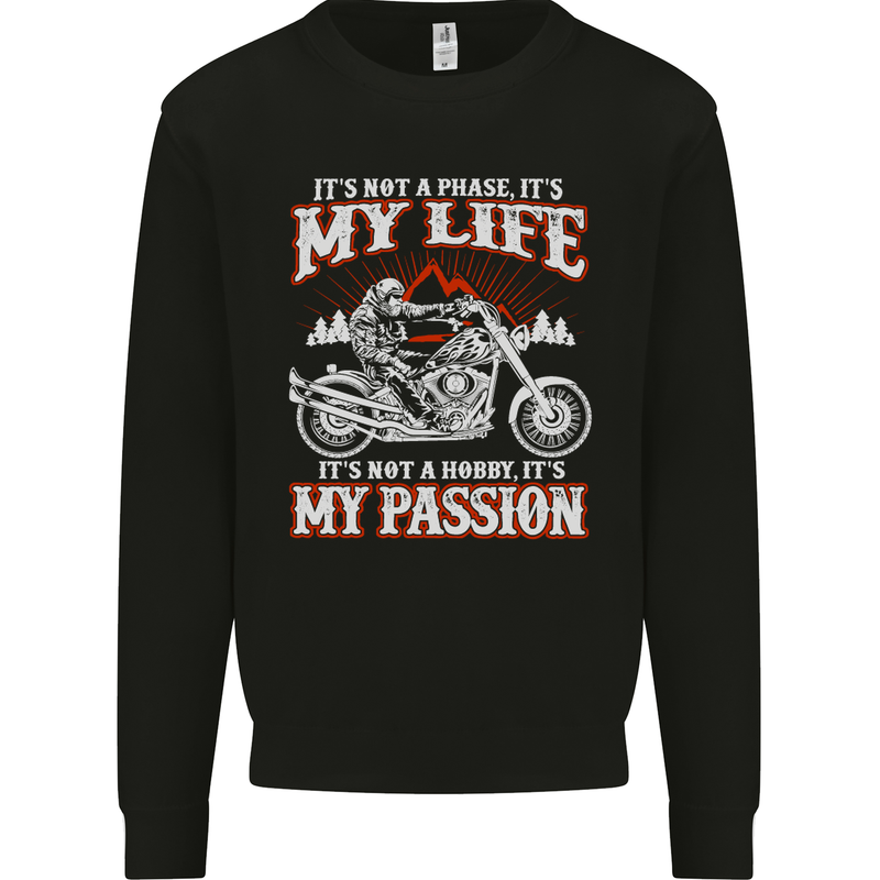 Motorbike It's My Passion Biker Motorcycle Kids Sweatshirt Jumper Black