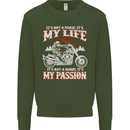 Motorbike It's My Passion Biker Motorcycle Kids Sweatshirt Jumper Forest Green