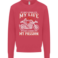 Motorbike It's My Passion Biker Motorcycle Kids Sweatshirt Jumper Heliconia