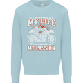 Motorbike It's My Passion Biker Motorcycle Kids Sweatshirt Jumper Light Blue