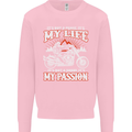 Motorbike It's My Passion Biker Motorcycle Kids Sweatshirt Jumper Light Pink
