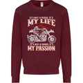 Motorbike It's My Passion Biker Motorcycle Kids Sweatshirt Jumper Maroon