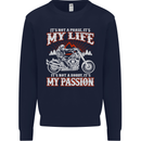 Motorbike It's My Passion Biker Motorcycle Kids Sweatshirt Jumper Navy Blue