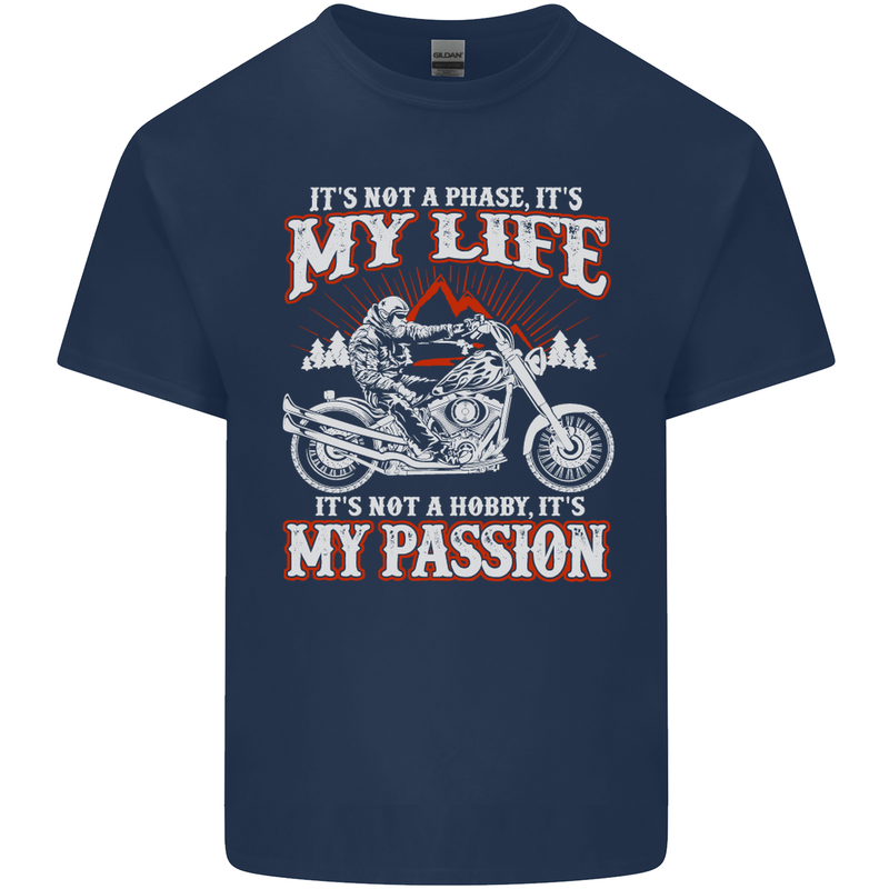 Motorbike It's My Passion Biker Motorcycle Kids T-Shirt Childrens Navy Blue